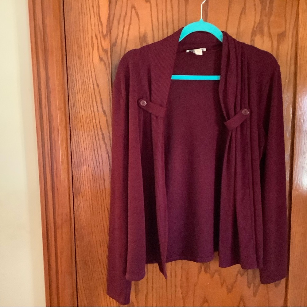Dressbarn Red Open Front Cardigan Sweater